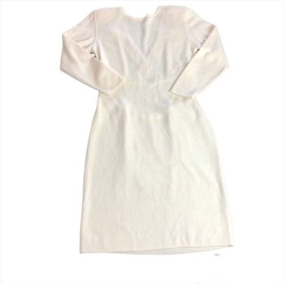 Vintage Rodier Off White Cream Wool Sweater Dress Criss Cross Back - Picture 3 of 12